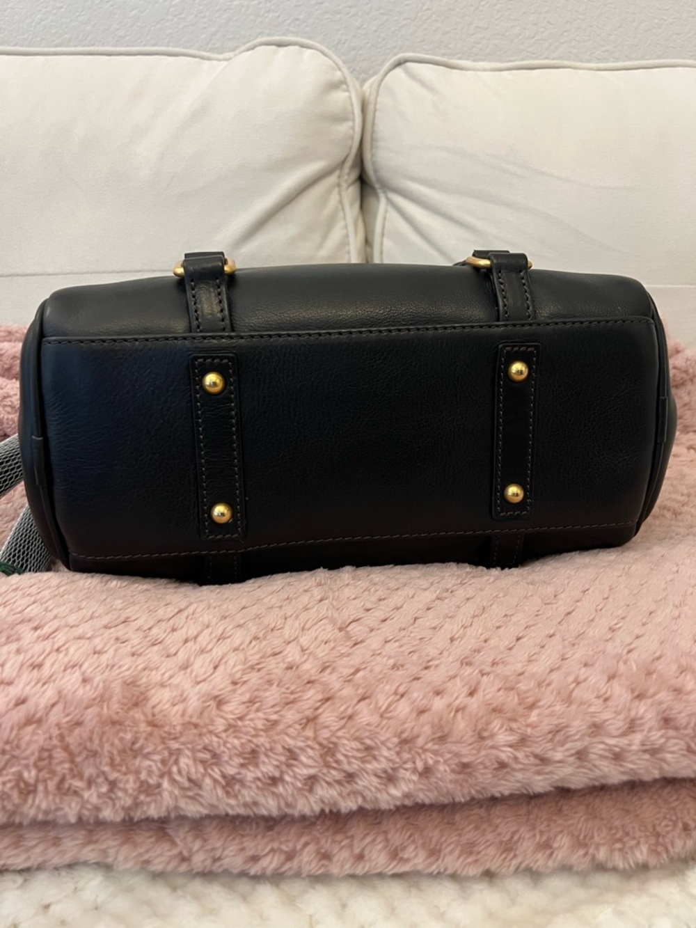 Dooney & Bourke Black Florentine Leather Satchel with Gold Hardware - Picture 3 of 14